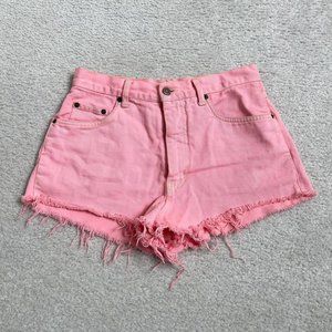 Vintage pastel pink denim shorts